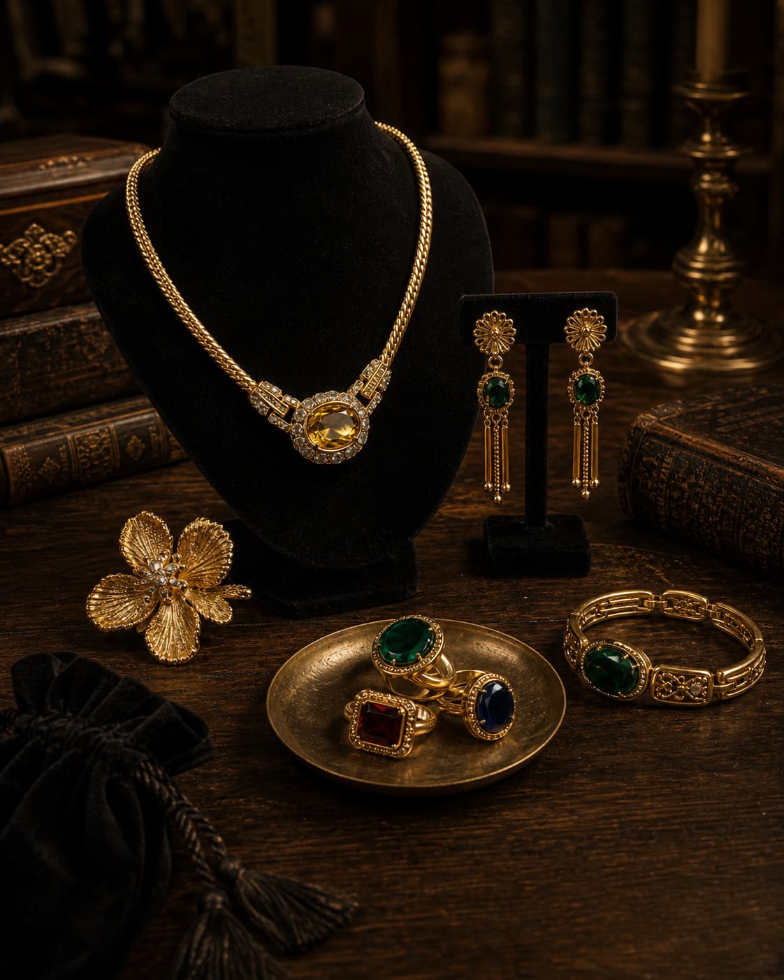 Explore the complete DUSKCAST collection of modern-crafted vintage-inspired jewelry, including necklaces, earrings, brooches, rings, and bracelets for refined Retro Style dressing.