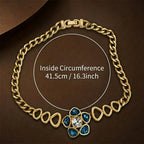 Alt Text: Dimension guide for the vintage-inspired azure statement necklace showing an inside circumference of 41.5cm or 16.3 inches.