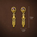 Dimensions and size chart for the vintage-inspired statement drop earrings, length 7.8 centimeters.