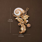 Dimensions and size chart for the vintage-inspired oversized snail brooch, length 13 centimeters.