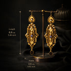 Dimensions of the Victorian drop earrings showing 8.8cm length.